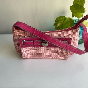 Emillie M. Swiss Dot Pink Leather and checkered Cloth Purse